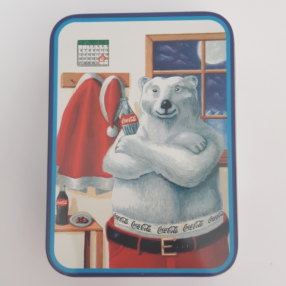 Coca-Cola tin - Polar Bear with Santa Claus suit